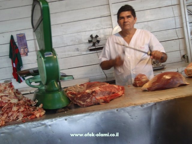 קצב בשוק הבשר במנאוס,אמזונס ברזיל -אופק עולמי,צילום דוד נתנאל - Butcher at the meatmarket Manaus Brazil -Ofek olami